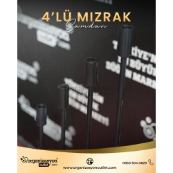 Mızrak Şamdan 4’lü Fırın Boya Siyah | Dekoratif Organizasyon Şamdanı